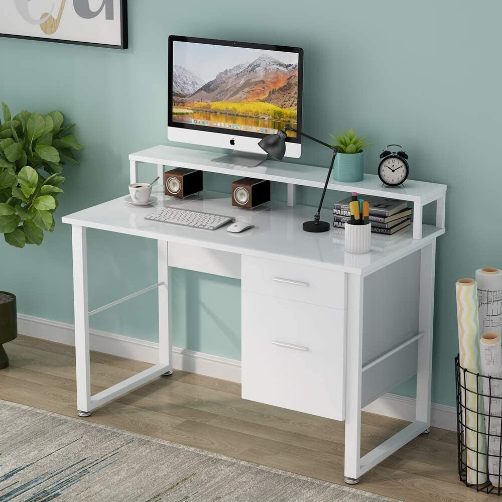 47 Inches Computer Desk with Hutch  PC Laptop Study Table