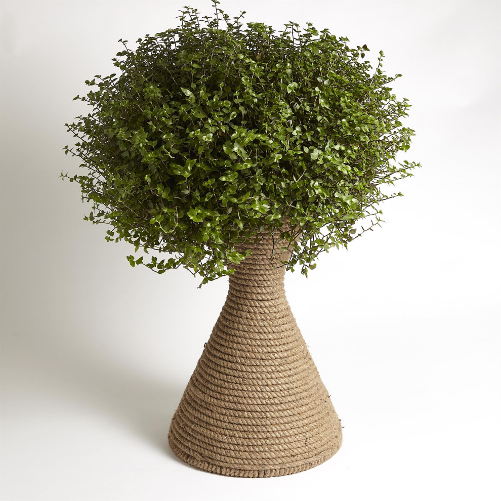 Elegant Large Mid Century Modern Jute Rope Planter 24 quotStanding Floor Hourglass   Beach Style   Outdoor Pots And Planters   by My Swanky Home  Houzz