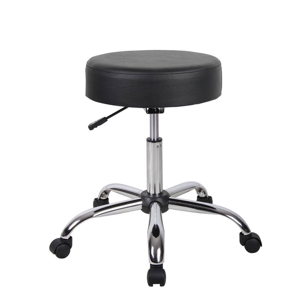 BOSS Office Products WorkPro BlackChrome Antimicrobial Vinyl Medical Stool B240-BK