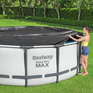 Bestway Flowclear 18 ft. x 18 ft. Round Black Above Ground Pool Winter Cover 58039E-BW