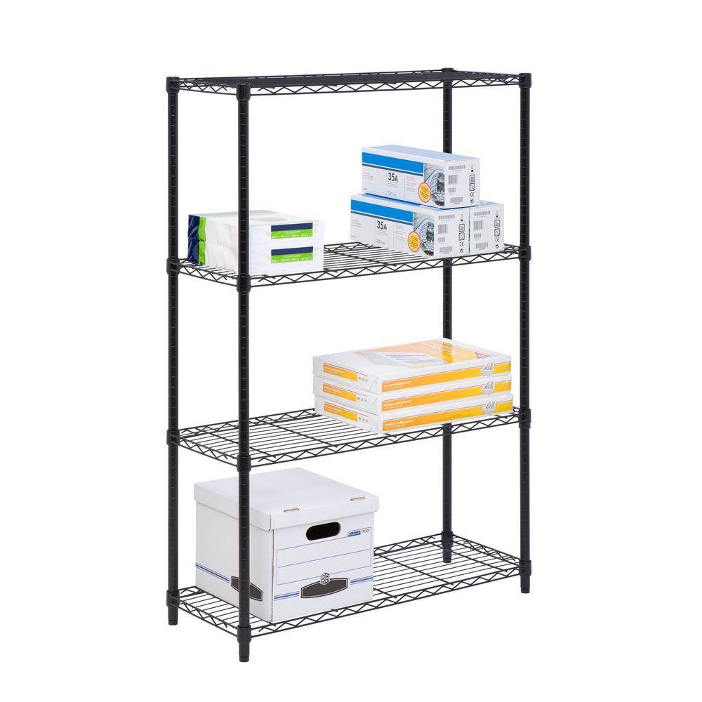 Honey-Can-Do Black 4-Tier Adjustable Garage Storage Shelving Unit (36 in. W x 54 in. H x 14 in. D) SHF-09438