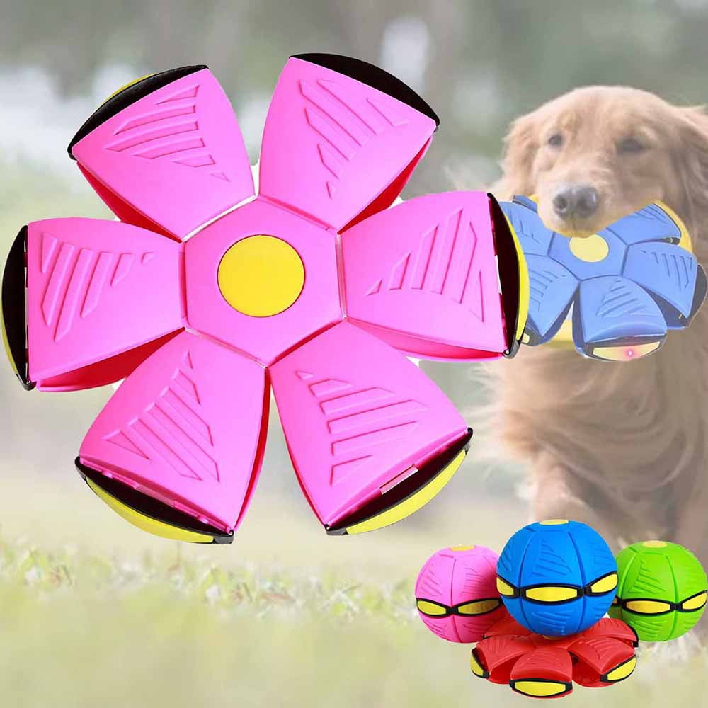 Ugerlov 2023 New Pet Toy Flying Saucer Ball，Flying Saucer Ball Dog Toy，Flying Saucer Dog Toy (Pink，6 Light Models)