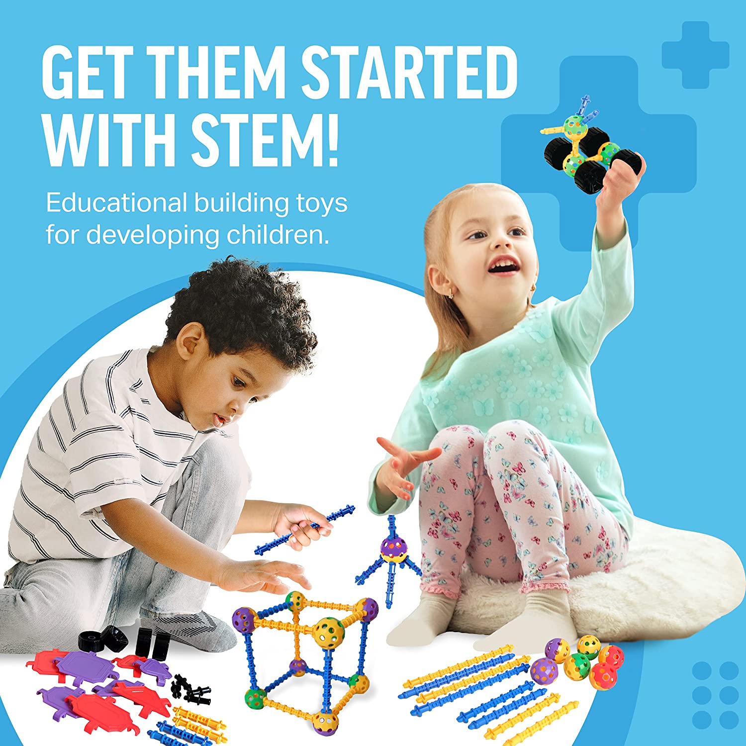 Lavinya STEM Master Building Toys for Kids Ages 4-8 - STEM Toys Kit w/176 Durable Pieces， Design Guide， Reusable Toy Storage Box Educational for Girls and Boys