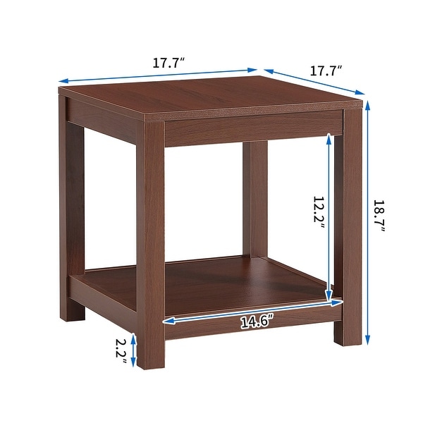 Square Side Table Nightstand 2-tier End Table for Living Room Bedroom