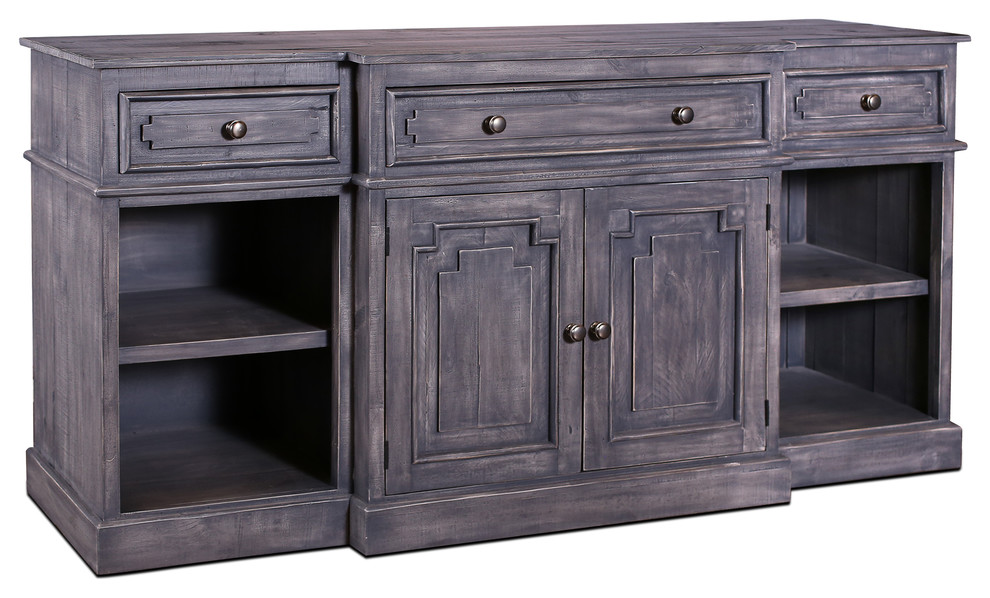 Keystone Rustic Gray Console Table  Media Cabinet   Traditional   Media Cabinets   by Crafters and Weavers  Houzz