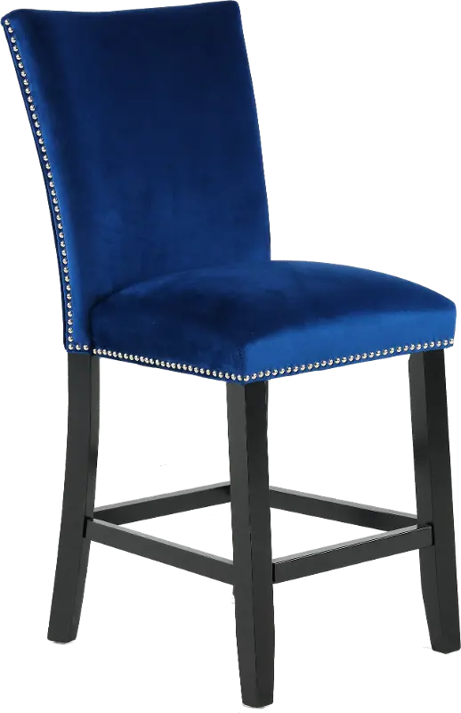 Camila Blue Velvet Counter Height Stool