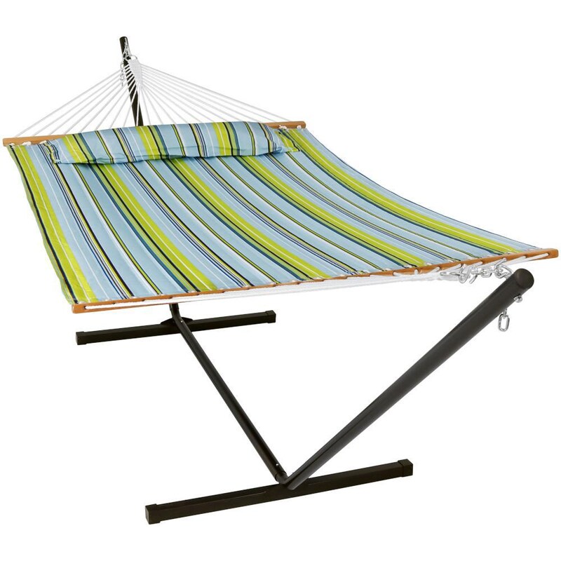 Ultimate Patio Quilted Hammock w/ Stand and Spreader Bars