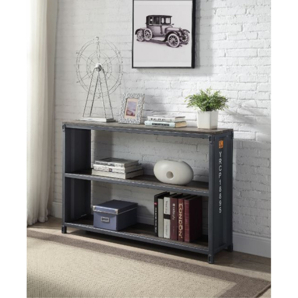 Ergode Bookshelf Weathered Oak and Gunmetal Finish   Industrial   Bookcases   by VirVentures  Houzz