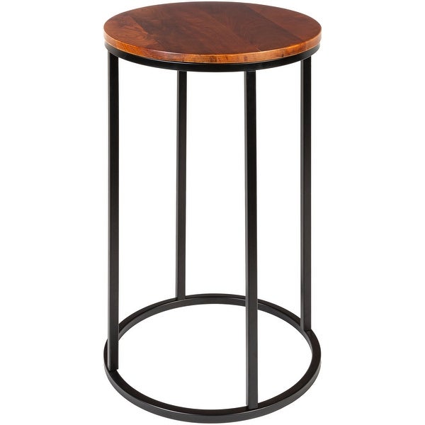 Zarna Modern Round Mixed Material Frame End Table - 24