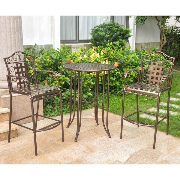 Mandalay 3Piece Outdoor Iron Bar Bistro Set (Set of 3)