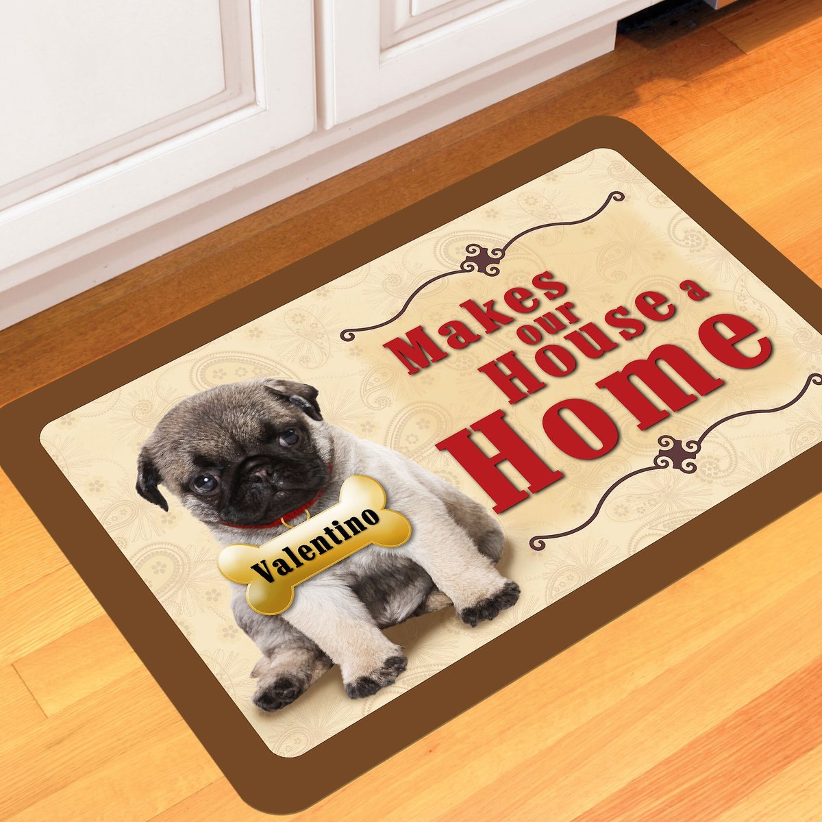 Bungalow Flooring Makes Our House A Home Pug Personalized Floor Mat