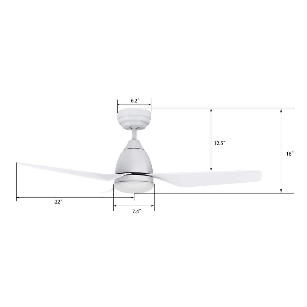 CARRO Triton 44 in Dimmable LED IndoorOutdoor White Smart Ceiling Fan with Light and Remote Works with AlexaGoogle Home