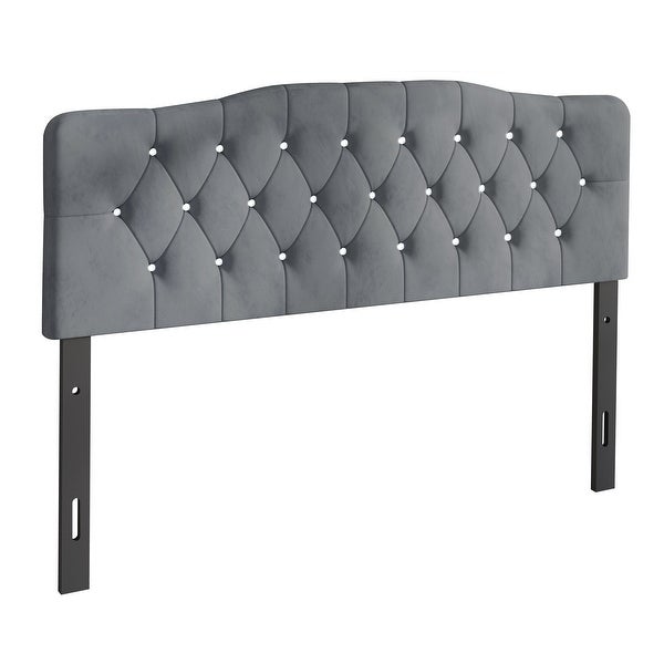 CraftPorch Velvet Button Tufted Curved Adjustable Headboard - - 36547905