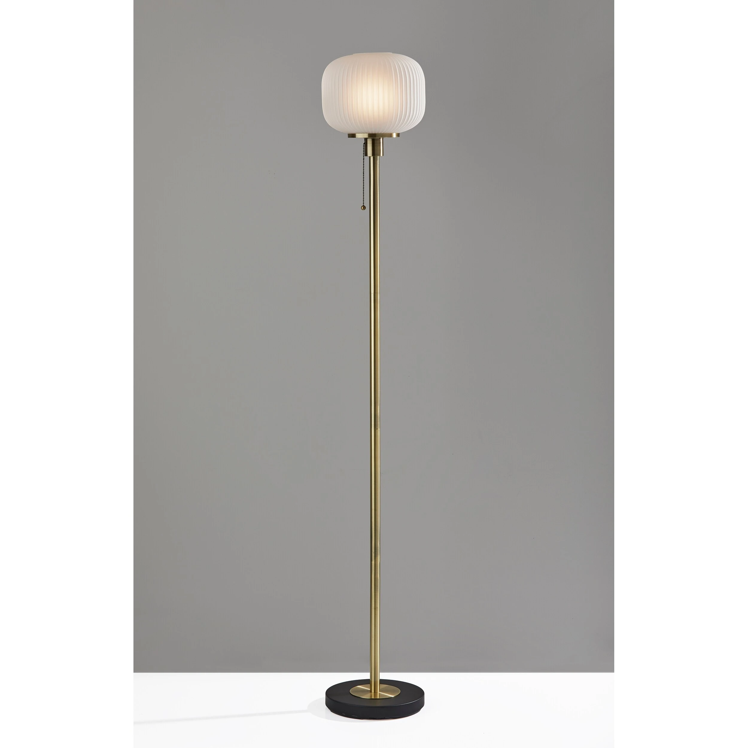 Adesso Hazel Antique Brass Floor Lamp