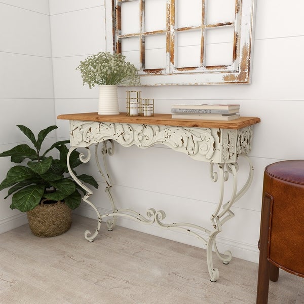 White Iron Farmhouse Console Table 32 x 42 x 16