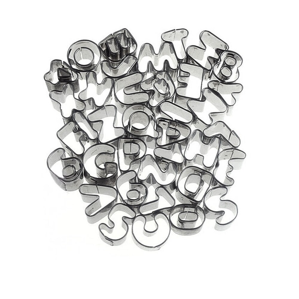 Cookie Alphabet Number Biscuit Cutter Mold Fondant Cutter Mould 37 in1   Silver Tone