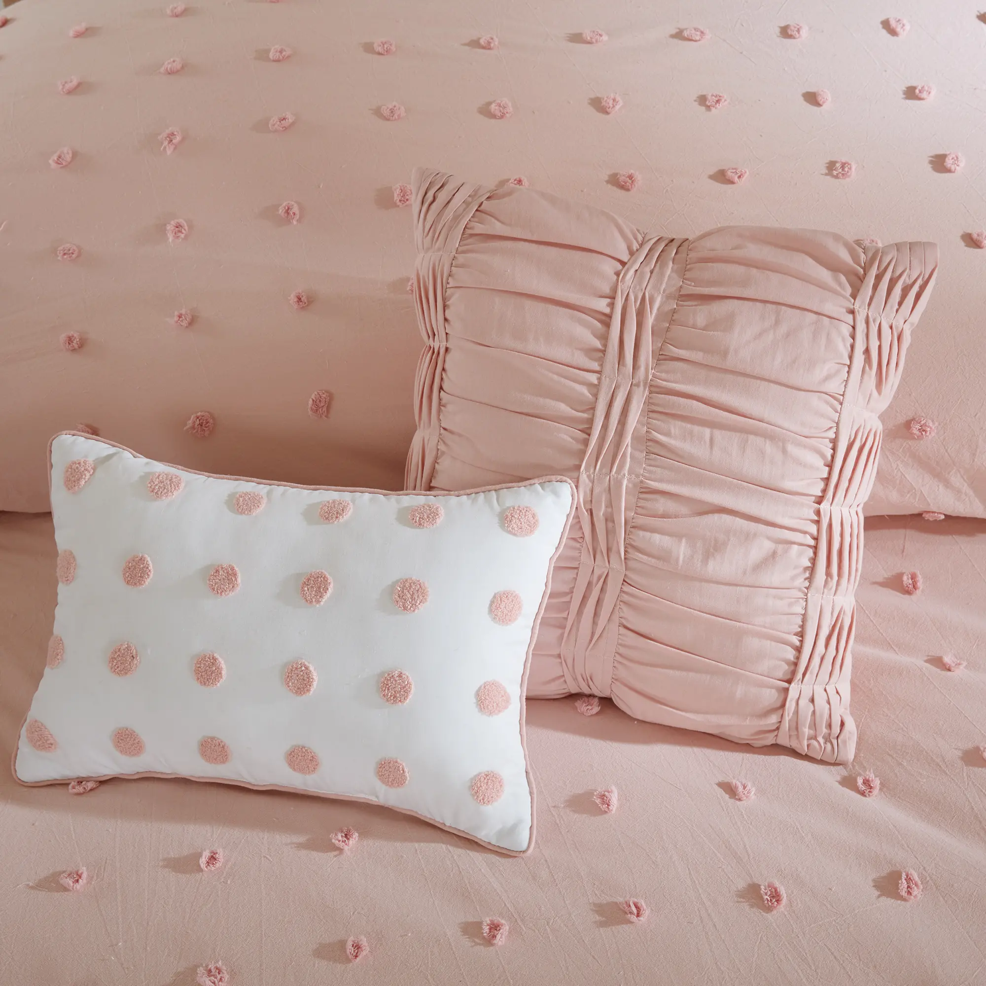 Pink Twin 5 Piece Brooklyn Cotton Jacquard Duvet Bedding Collection