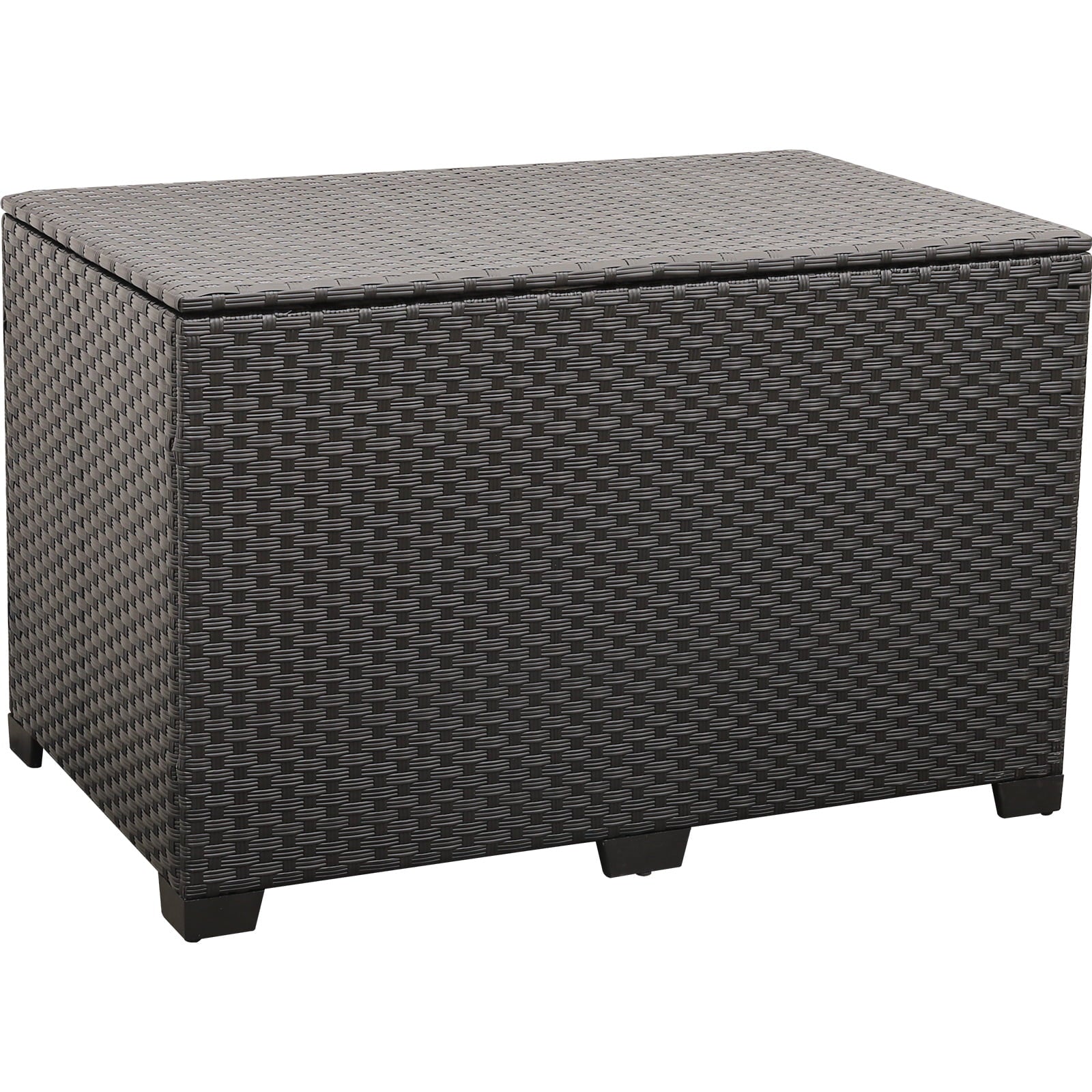 Waroom Outdoor Wicker Storage Box, 150gal Waterproof Deck Bin with Steel Frame and Lid, Black