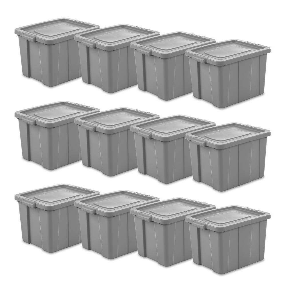 Sterilite 18 gal. Plastic Storage Tote with Lid in Gray (12-Pack) 12 x 16786A06