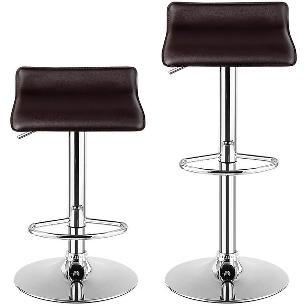 Set of 2 Swivel Bar Stool PU Leather Adjustable Kitchen Counter Bar Chair Coffee