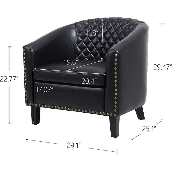 Modern Accent Chair Barrel Chair Living Room Leisure Chair with Nailheads and Solid Wood Legs for Living Room or Bedroom