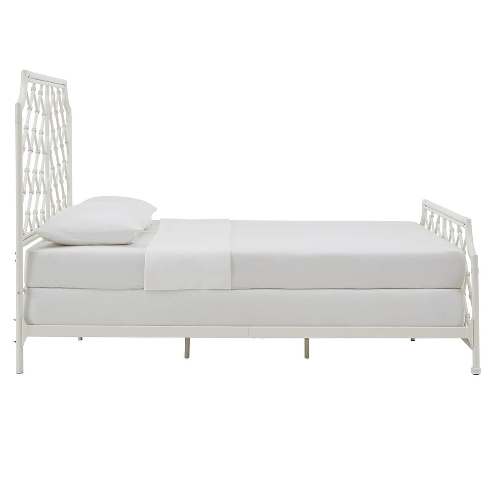 Nelle Geometric Mosaic White Metal Queen Bed by iNSPIRE Q Classic