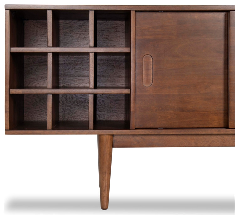 Pemberly Row Mid Century Solid Wood Corner TV Stand for TVs up to 65 quotin Walnut   Midcentury   Entertainment Centers And Tv Stands   by Homesquare  Houzz