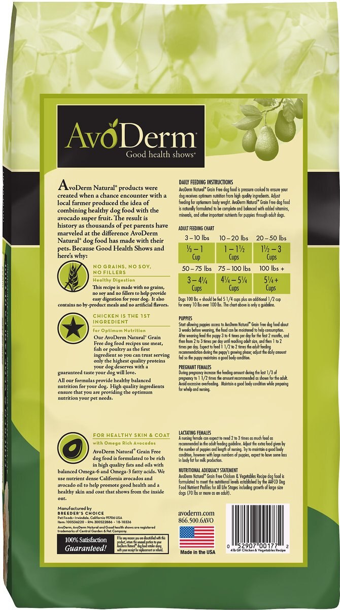 AvoDerm Natural Healthy Digestion Chicken and Vegetables Recipe Grain-Free Dry Dog Food