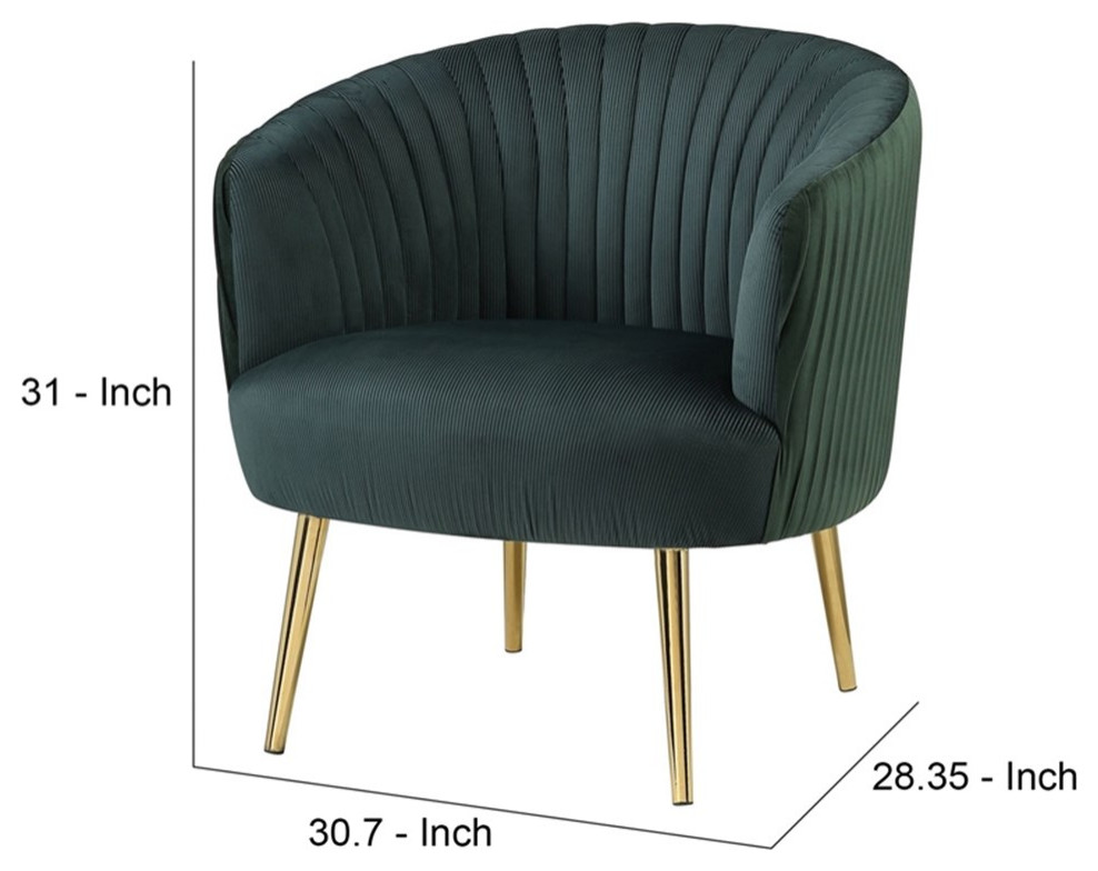 Accent Chair with Channel Stitching and Metal Legs Green   Contemporary   Armchairs And Accent Chairs   by Homesquare  Houzz