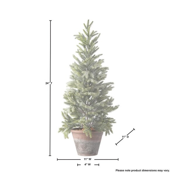 24inch Potted Frosted Mini Spruce Trees (Set of 2)