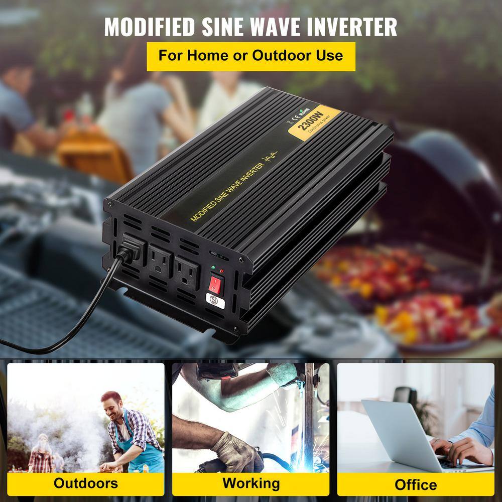 VEVOR 2300-Watt DC 24-Volt to AC 120-Volt Power Inverter Modified Sine Wave Inverter with LCD Display Remote Controller Z2300W-24-120SCYVV9