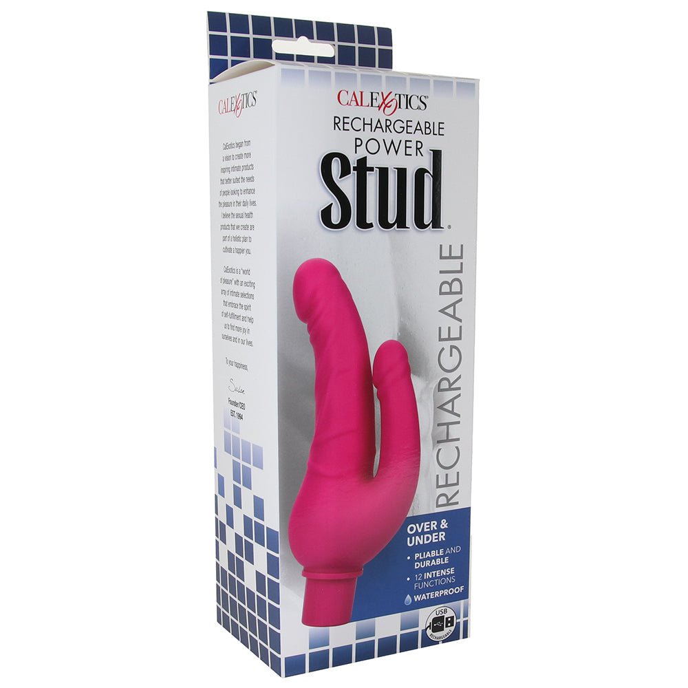 Power Stud Rechargeable Over & Under Vibe in Pink