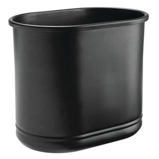 Dracelo Small Metal Oval 2.5 Gal. Trash Can Decorative Wastebasket in Matte Black B07DCY6GXD