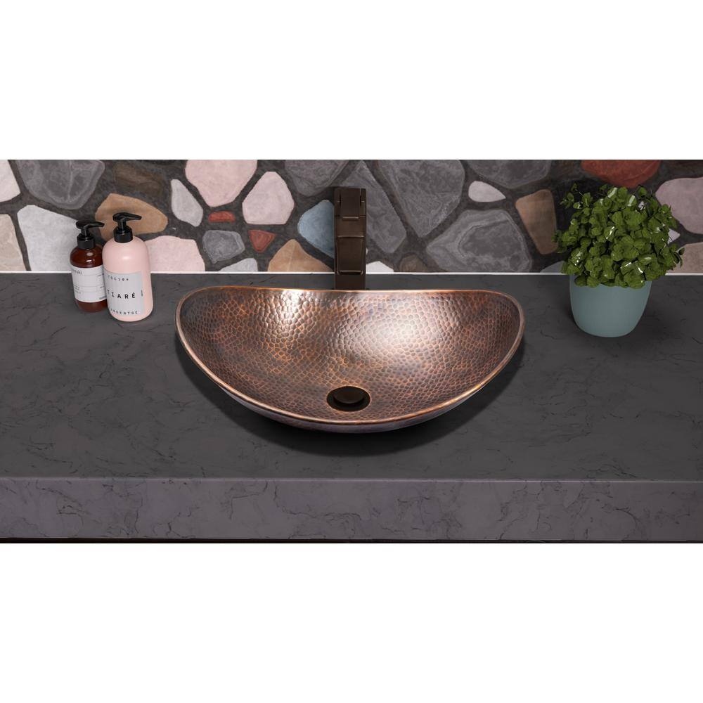 Monarch Abode 19 in. Hand Hammered Harbor Vessel Bathroom Sink in Pure Copper 17086