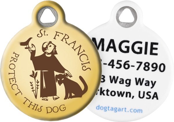 Dog Tag Art St. Francis Protect This Dog Personalized Dog ID Tag