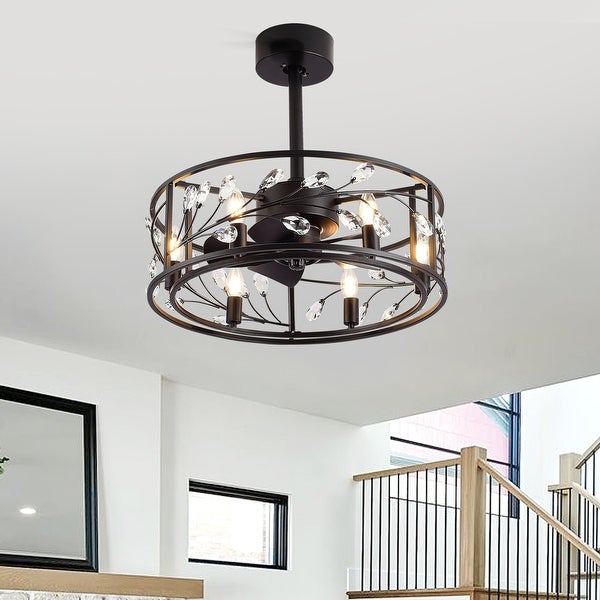 20 IN Caged Ceiling Fan with Light and Remote(Black) Shopping - The Best Deals on Ceiling Fans | 40368347