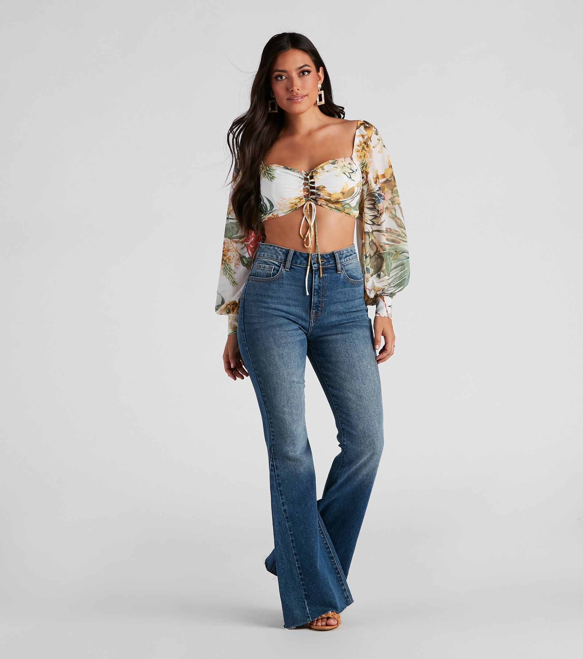 Tropical Babe Chiffon Crop Top