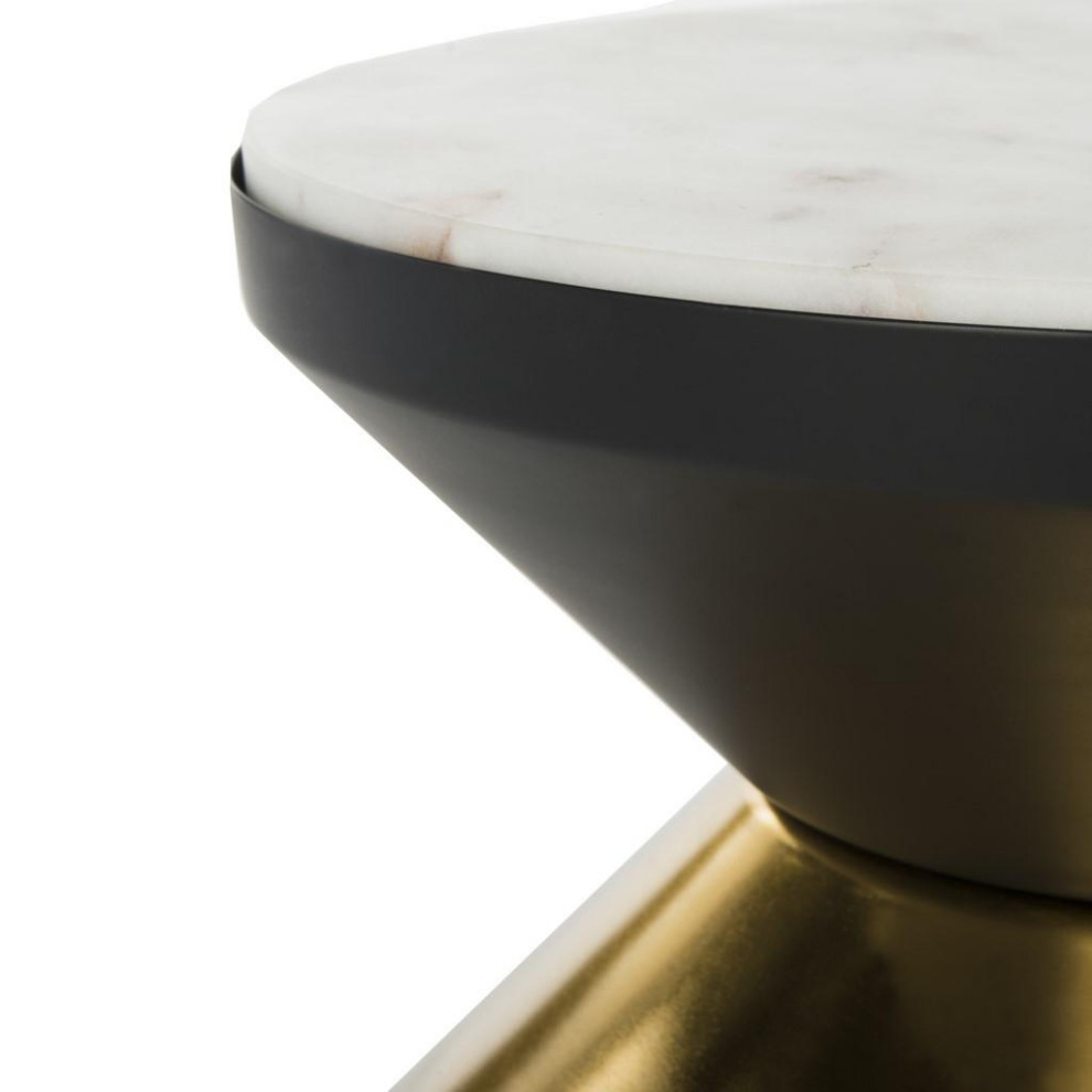 Jonna Stone Top Side Table White Stone/Black/Gold   Transitional   Side Tables And End Tables   by Peachtree Fine Furniture  Houzz