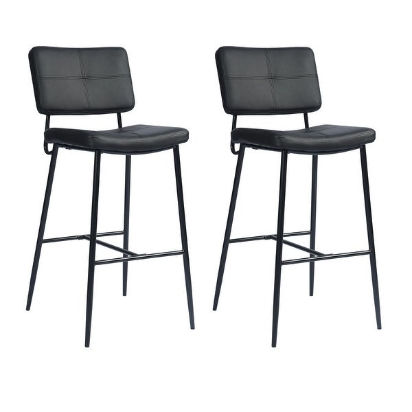 Counter Bar Stools with Metal Legs(Set of 2)， PU Leather