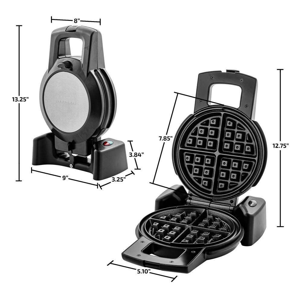 OVENTE 1000-Watt Single Waffle Silver Belgian Waffle Maker WMF1440BR