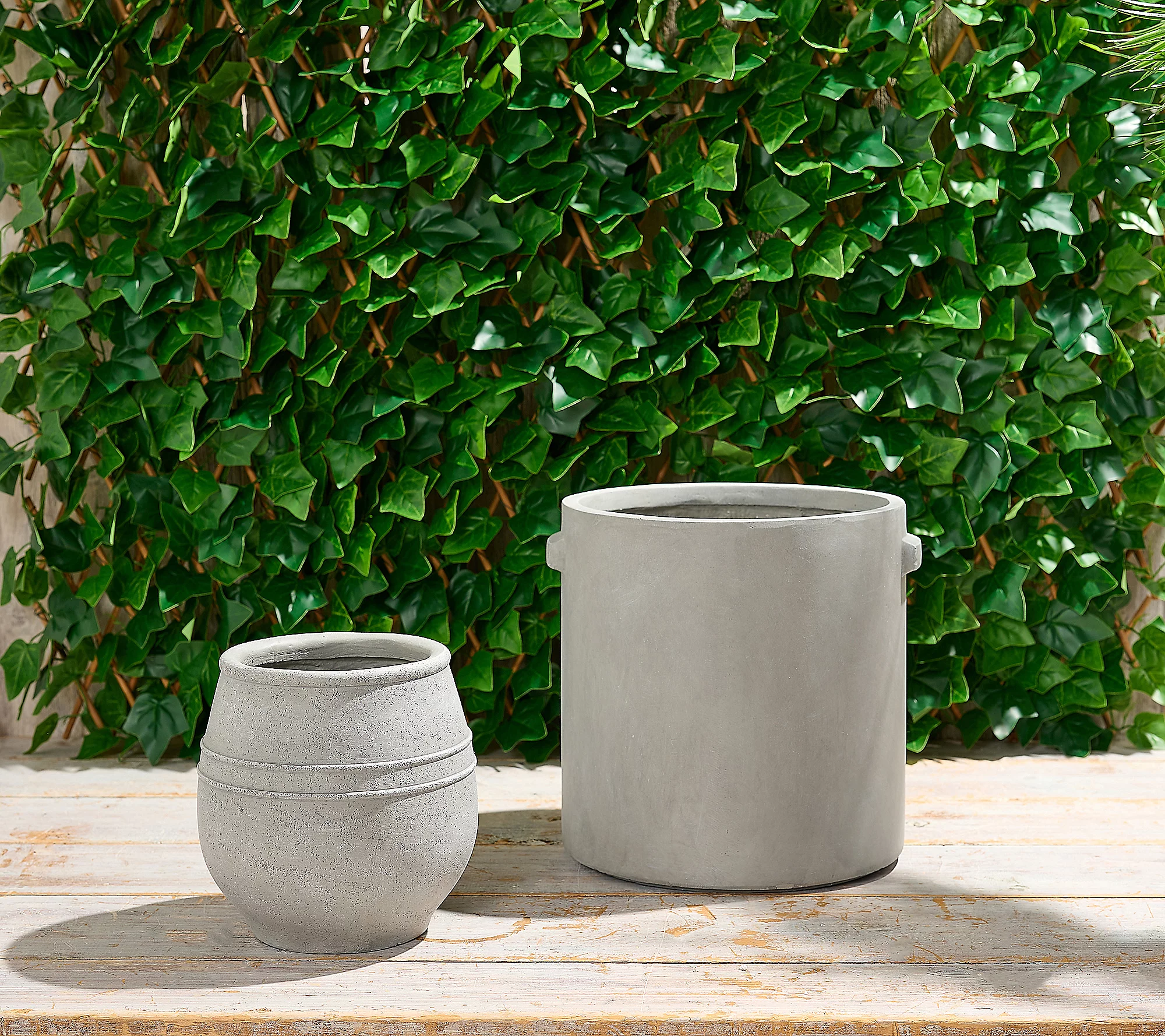 Set of 2 10 and 14 Fiberclay Planters by Lauren McBride