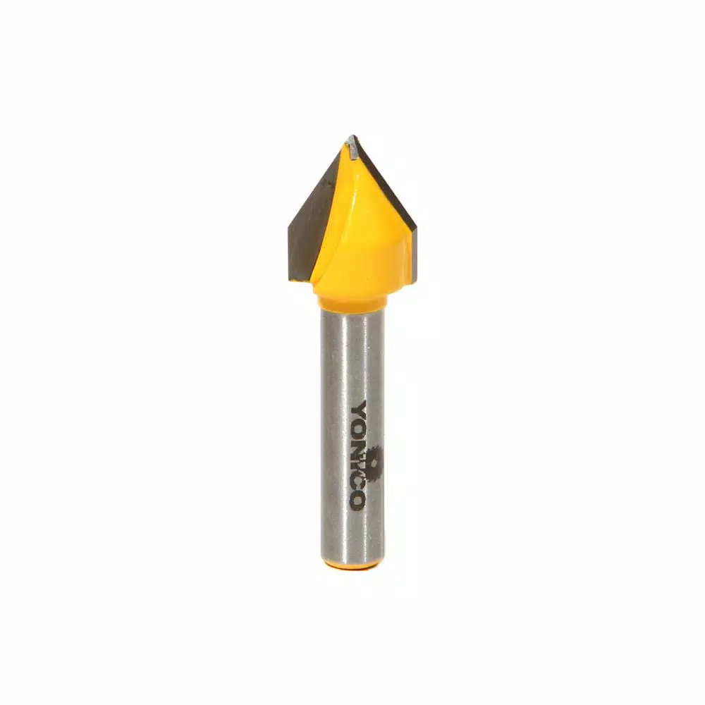 Yonico V-Groove 60° 1/4 in. Shank Carbide Tipped Router Bit and#8211; XDC Depot