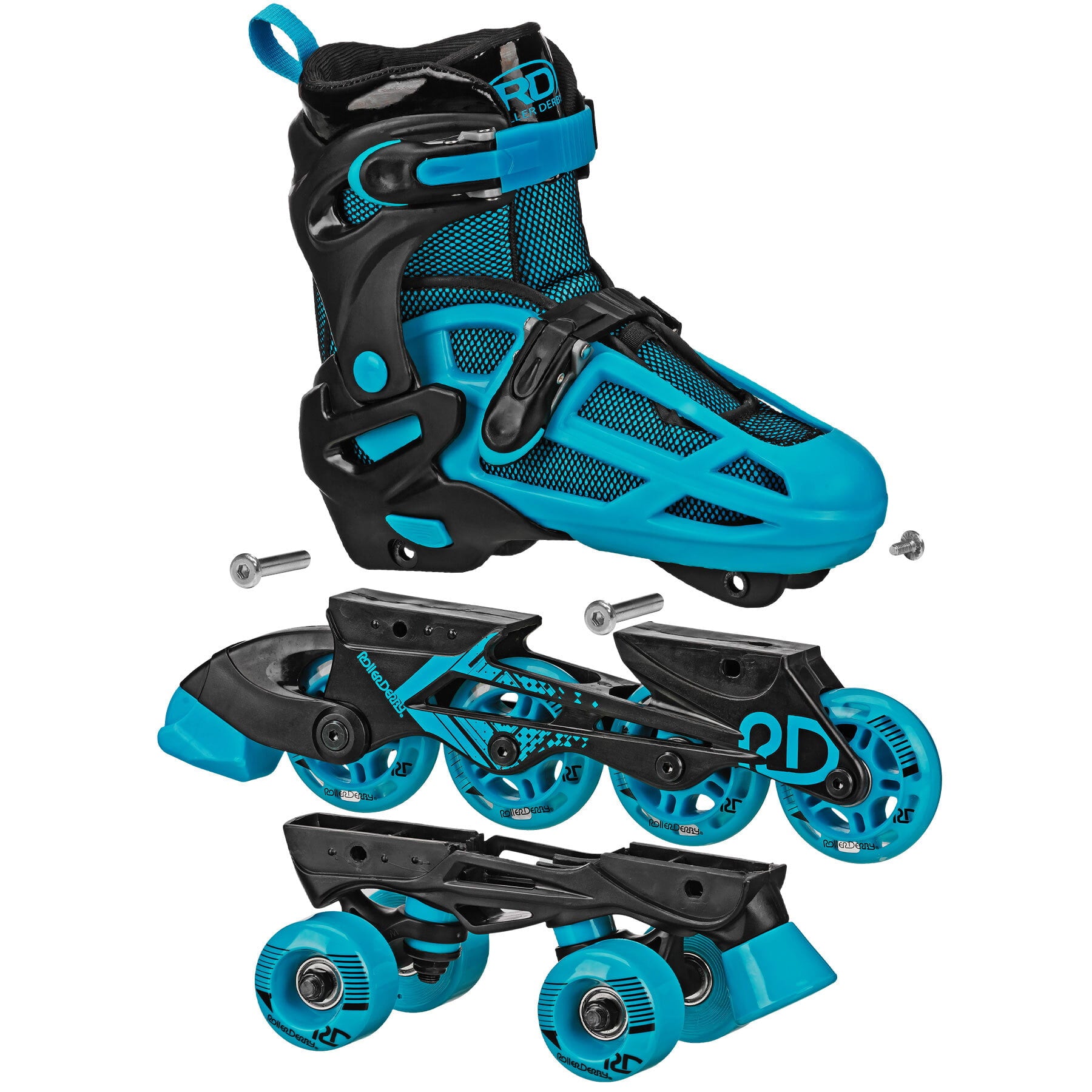 Roller Derby 2n1 Adjustable Falcon Youth Boys Skates Black/Blue, Size 12-2