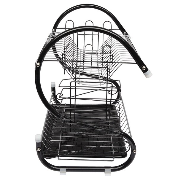 2 Tier Dish Drainer Drying Rack Large Capacity Kitchen Storage