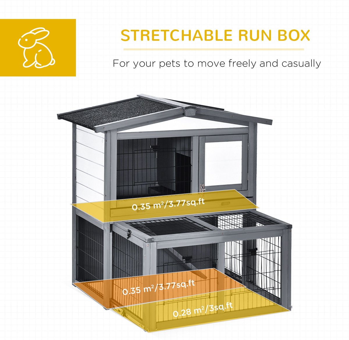 PawHut Deluxe Wooden 2 Story Rabbit Hutch