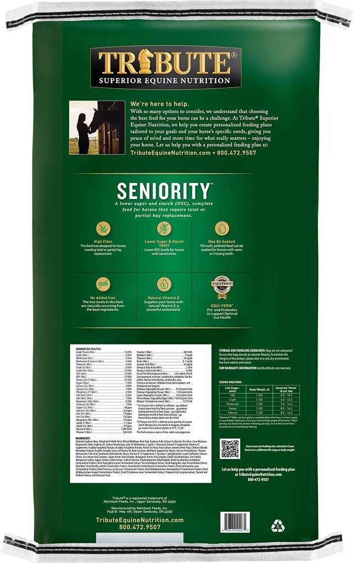 Tribute Equine Nutrition Seniority Pellet Low-NSC Horse Feed