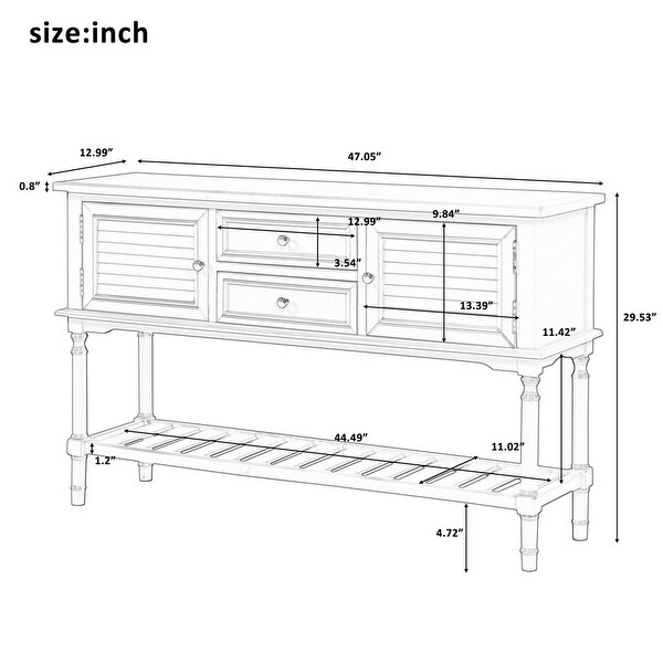 Wooden Console Table with Drawers，Cabinets and Shelf for Entryway