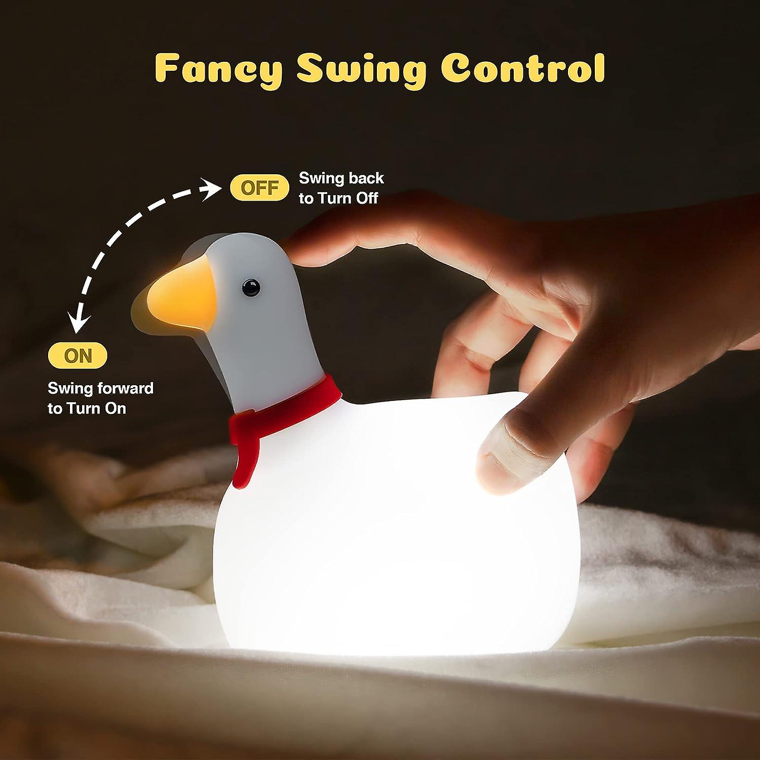 Swing Duck Night Light， Cute Dcuk Night Light With Timer， Squishy Silicone Duck Lamp， Portable Dimmable Nursery Night Light For Baby Kids Women Bedroo