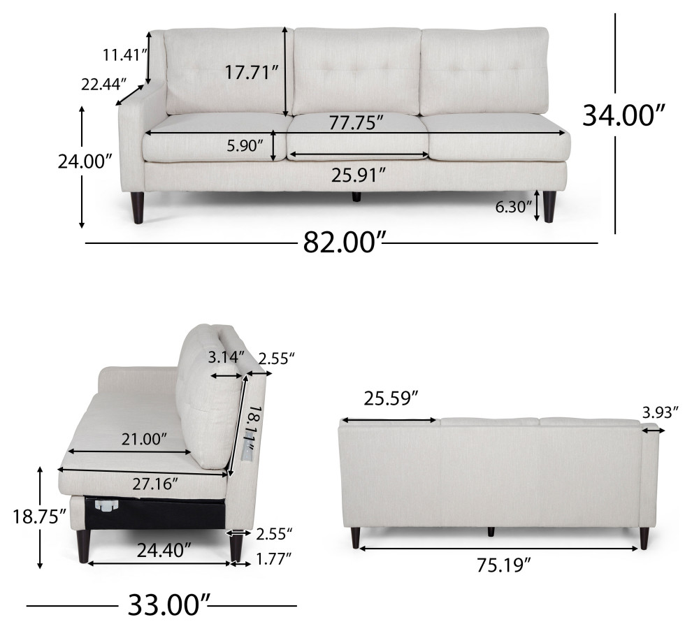 McCone Tufted Fabric 7 Seater Sectional Sofa Set   Midcentury   Sectional Sofas   by GDFStudio  Houzz