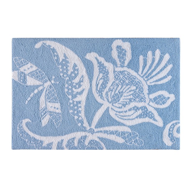 X 3 x27 0 quot Eliza Lace Blue Hooked Rug